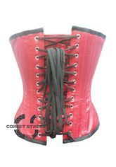 Red Satin Black Bondage Lacing Gothic Burlesque Bustier Waist Training Overbust Corset Costume